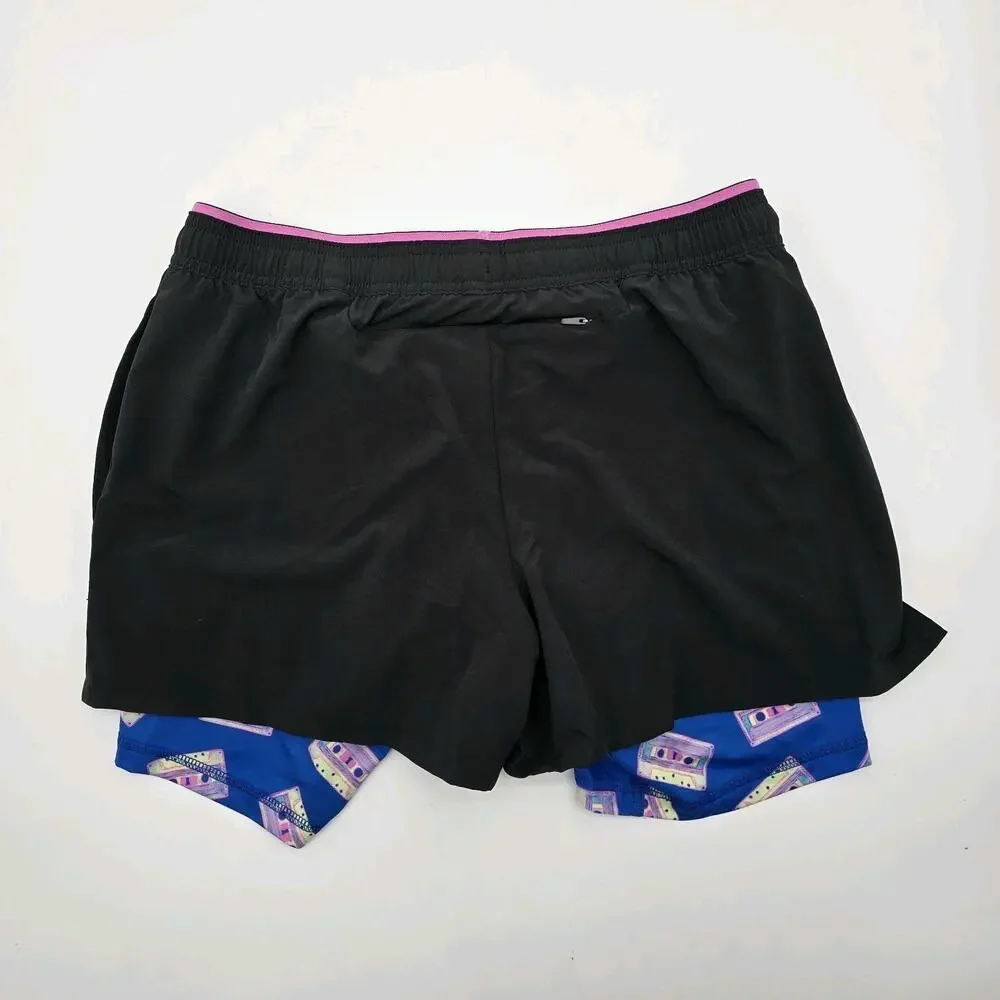 Chubbies Shorts Mens Blue Boxer Lined Ultimate Training Casette Tape Tracks